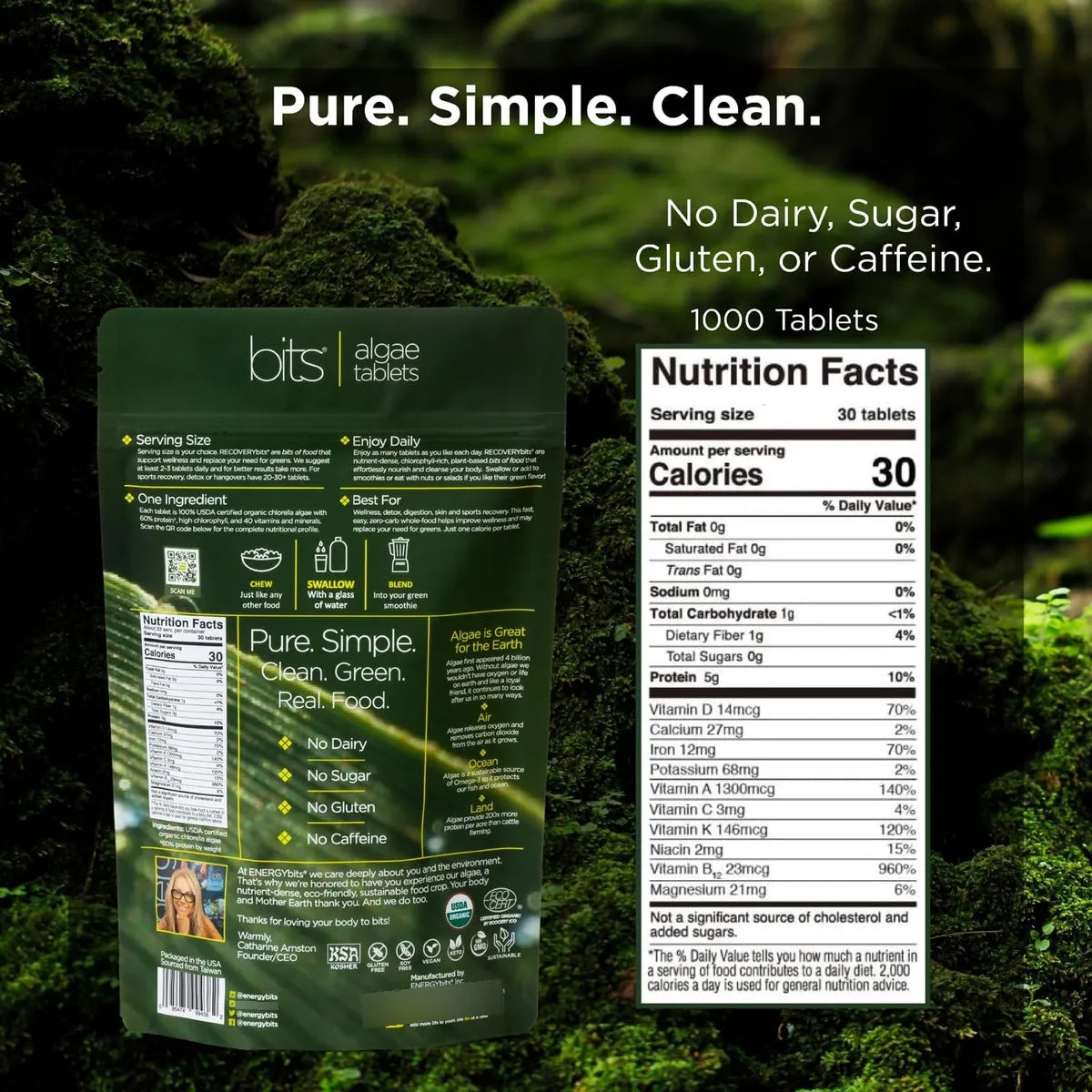 Tabletas Orgánicas De Chlorella RECOVERYbits Superalimento Vegano