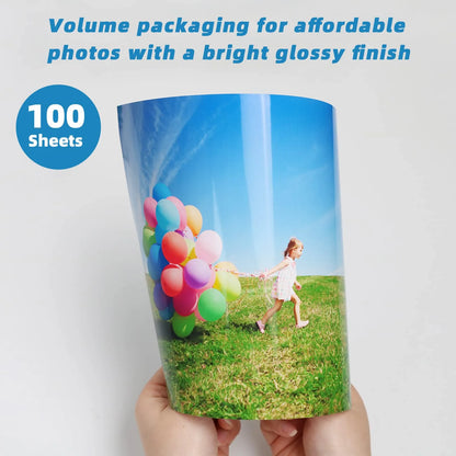 Papel Fotográfico Brillante 100 Hojas Tamaño Carta Profesional Secado Instantáneo