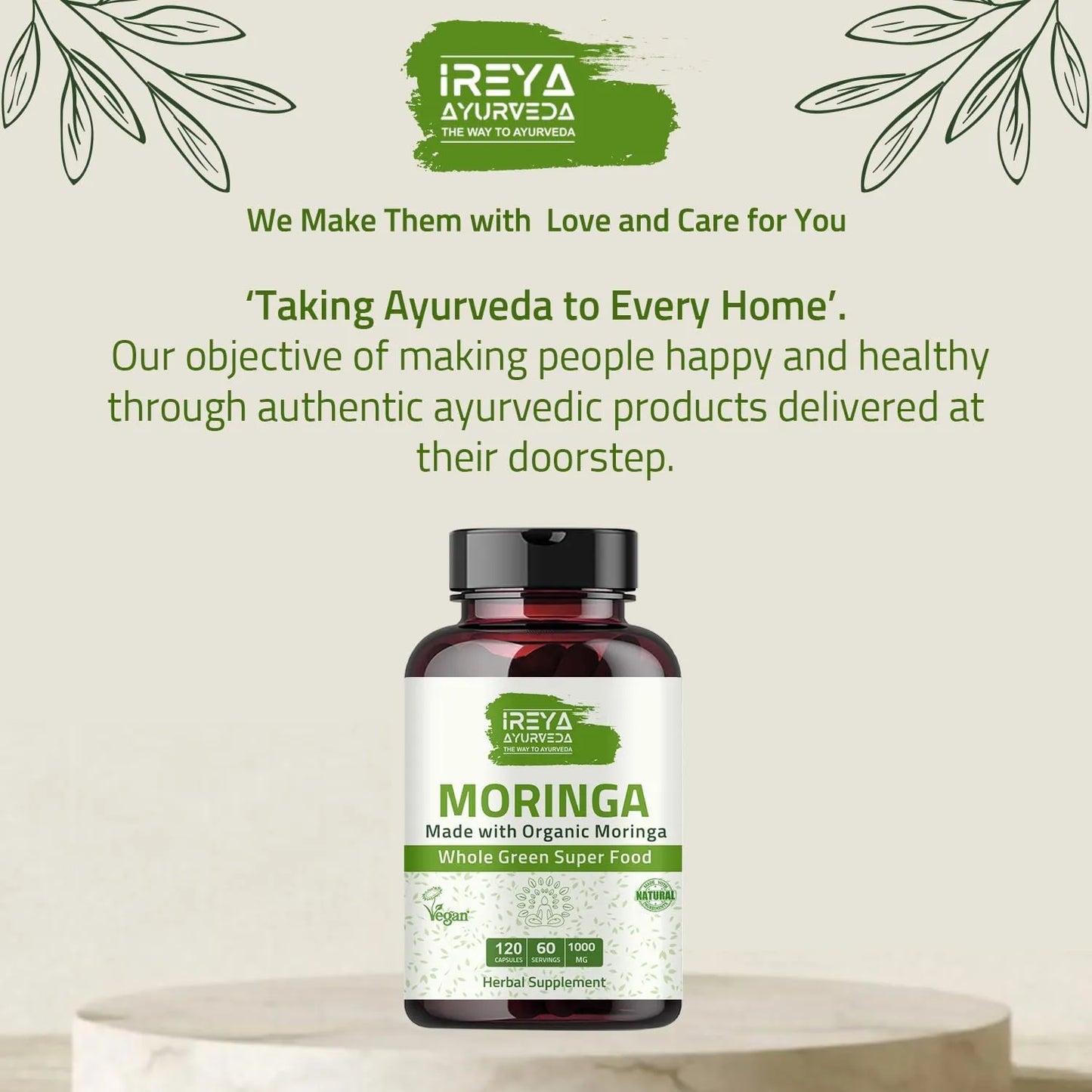 Capsulas De Moringa Organica 1000 Mg 120 Unidades Superalimento Puro