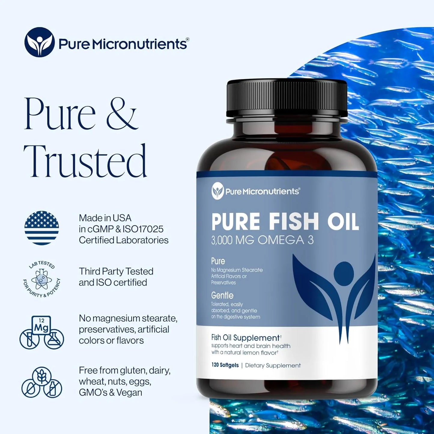 Aceite De Pescado Omega 3 3000 Mg EPA DHA Avanzado 120 Cápsulas Blandas Con Limón
