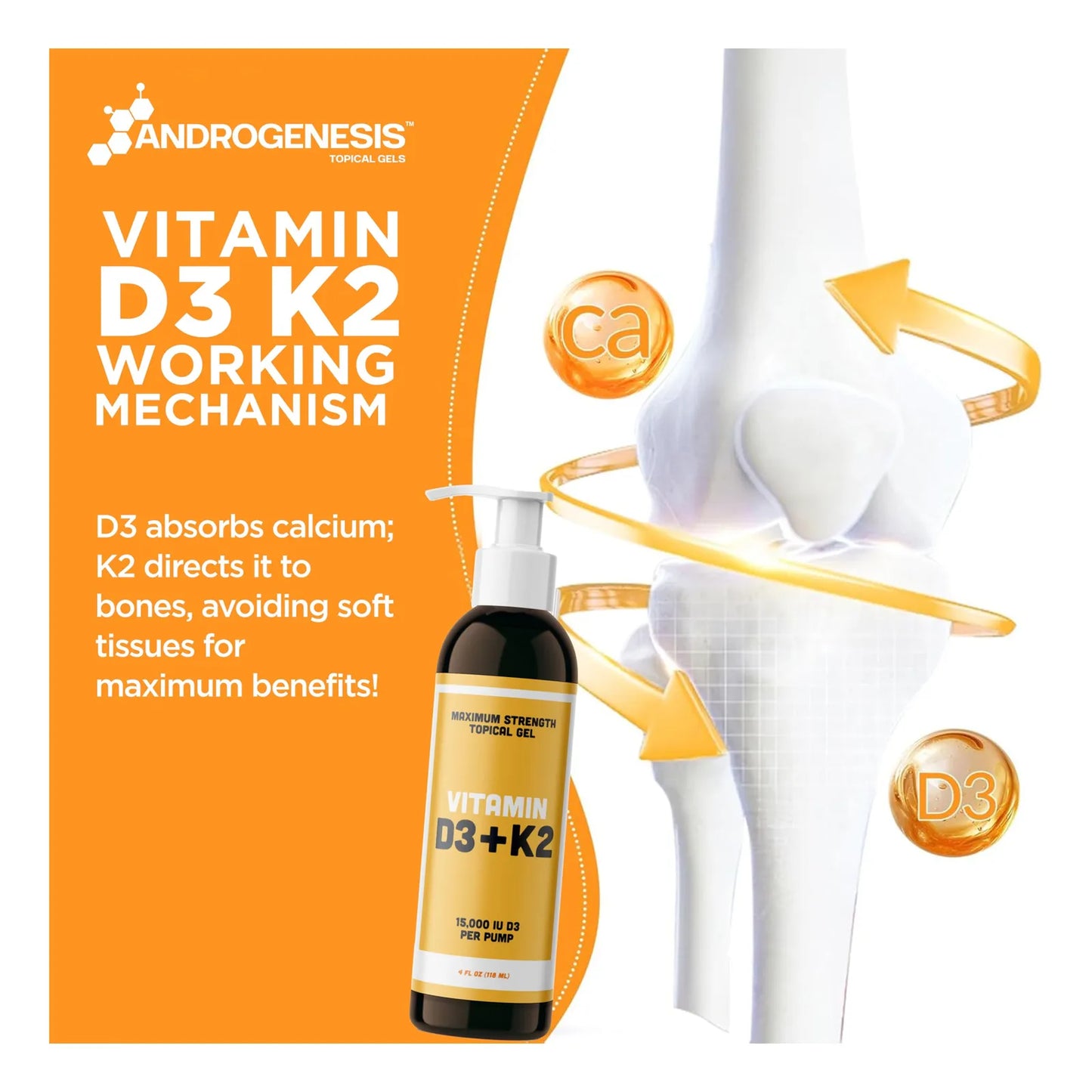Vitamina D3 K2 Gel Topico Maxima Potencia 15000 Ui Por Bomba Salud Huesos E Inmunidad