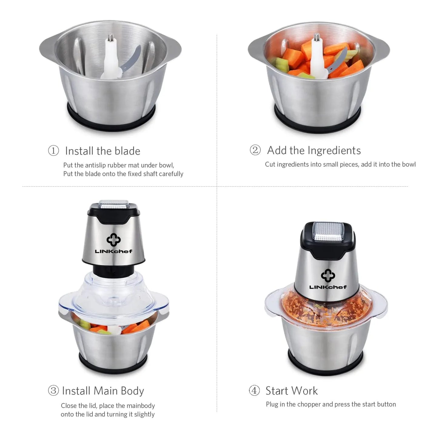 Picadora De Alimentos Linkchef Mini Procesador 1.2 Litros Potente Y Versatil