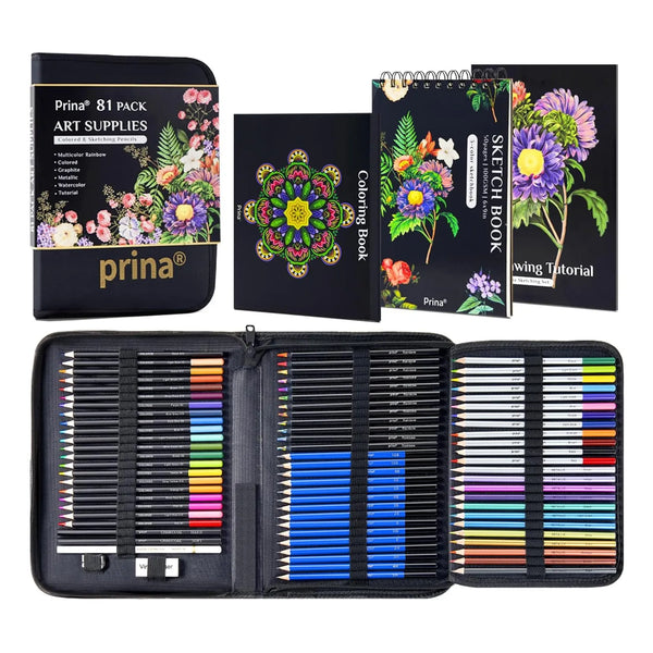 Juego De 81 Lápices De Dibujo Profesionales Con Arco Iris Colores Grafito Acuarela Y Más