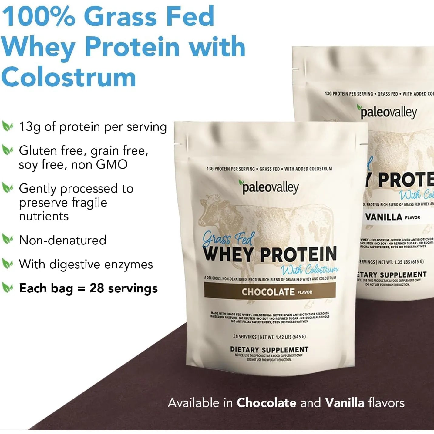 Proteína De Suero 100% Alimentada Con Pasto Con Calostro Enzimas Digestivas