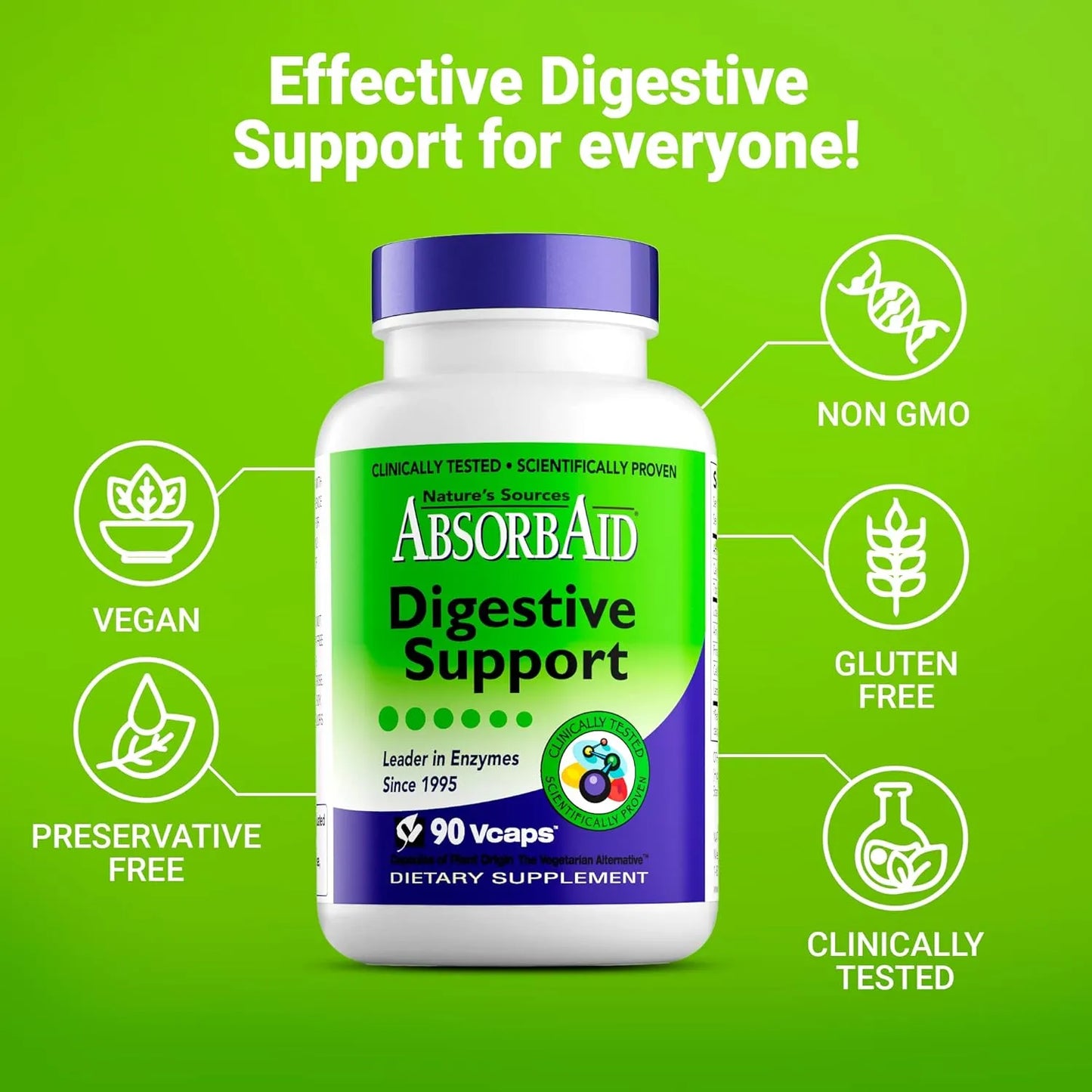 Absorbaid 90 Capsulas Veganas Soporte Digestivo Natural Eficaz