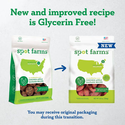 Salchicha Natural De Pollo Y Manzana Saludable Para Perros Spot Farms 12.5 Onzas