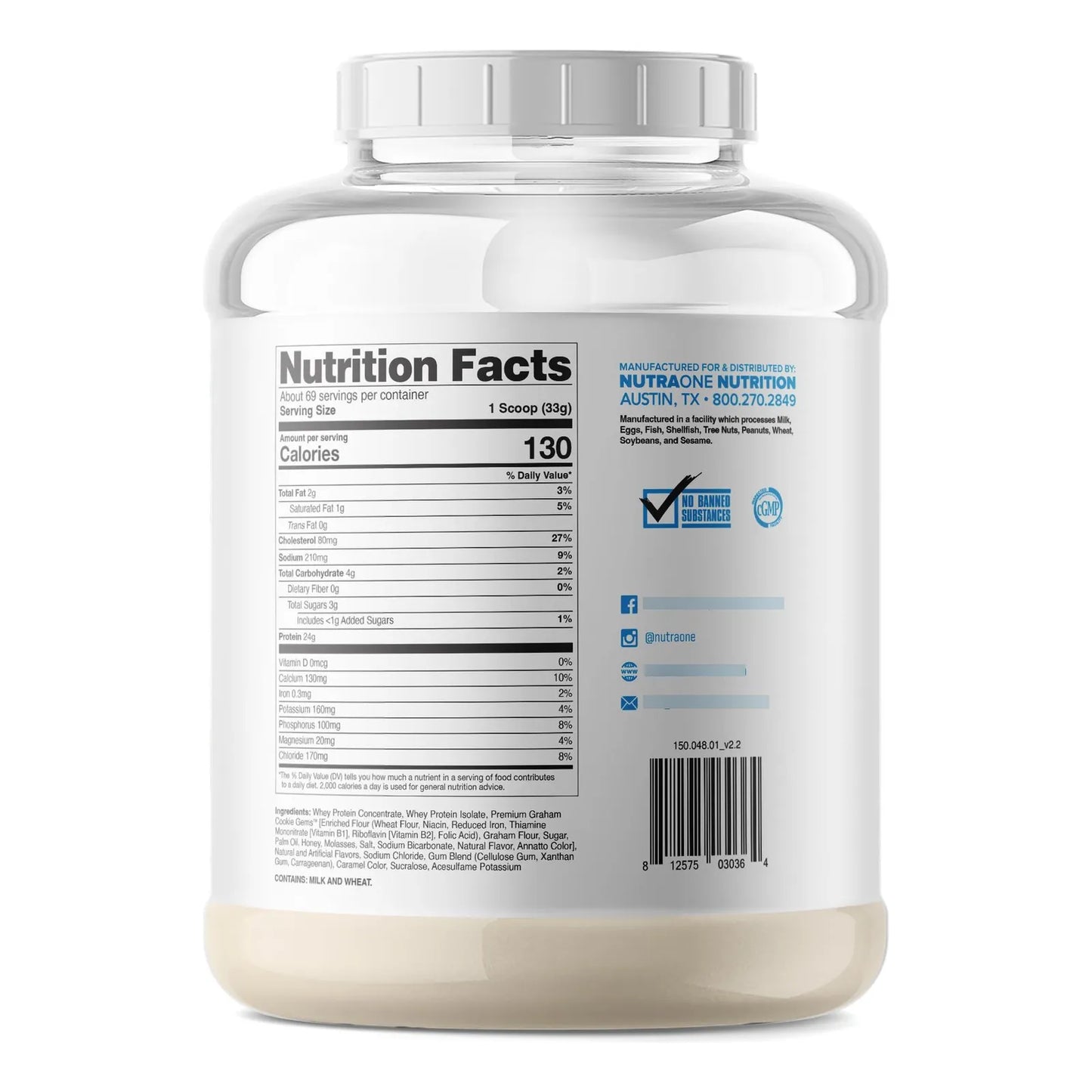 Proteina En Polvo Sabor Caramelo Crujiente De Galleta ProteinOne Whey Protein 5 Libras