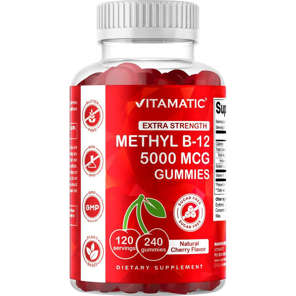Gomitas De Vitamina B12 5000 Mcg 240 Unidades Sabor Cereza Natural Vegano