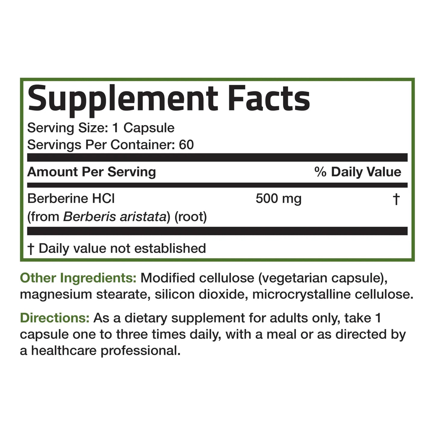 Berberina HCI 500mg Berberis Aristata 60 Cápsulas Vegetales