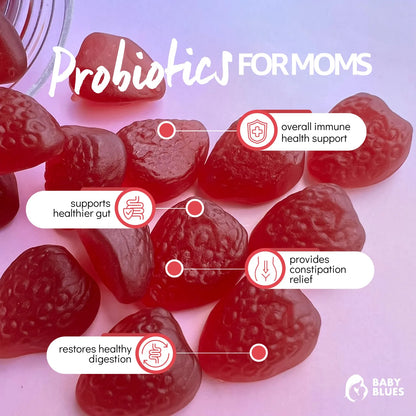 Gomitas Probióticas Orgánicas Para Mamás Sabor Fresa 5 Mil Millones Ufc