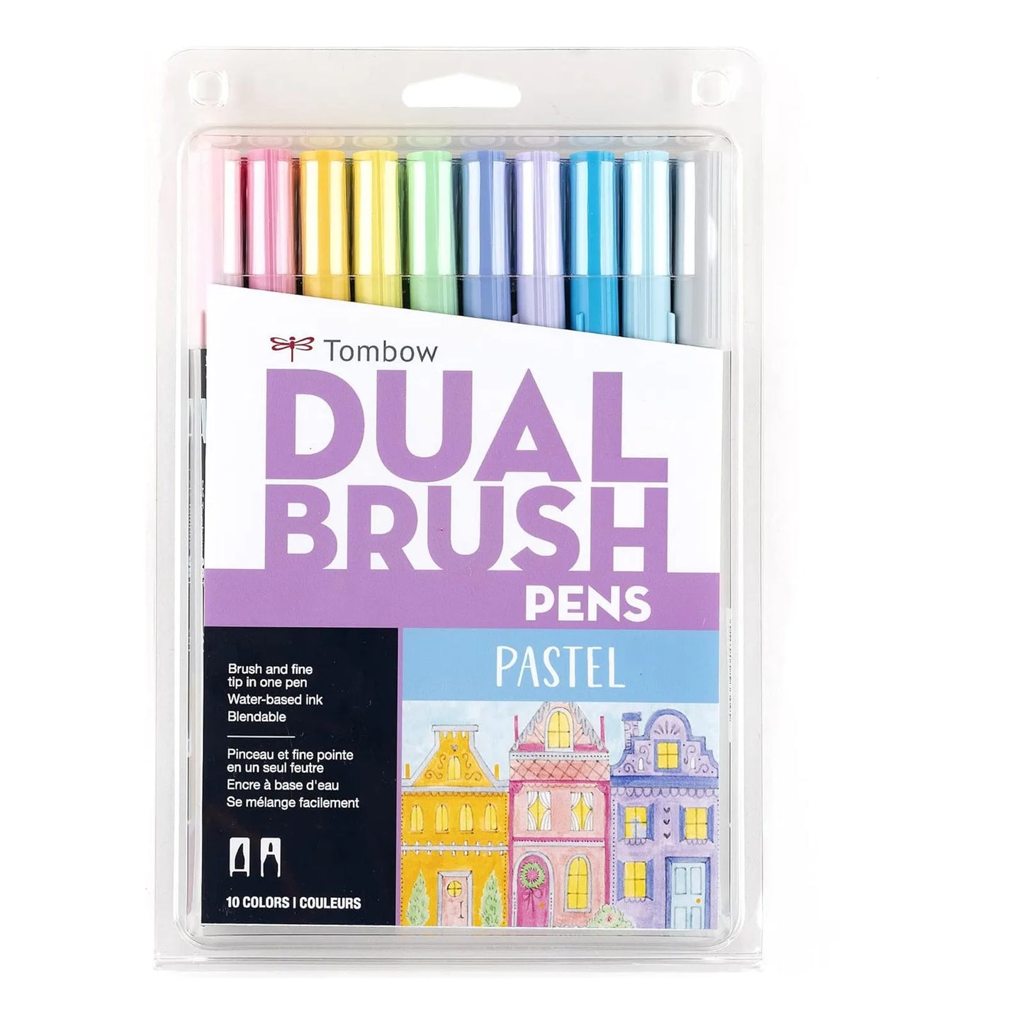 Marcadores Tombow Dual Brush Pastel X10 Punta Doble Y Mezclables