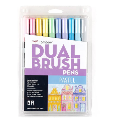 Marcadores Tombow Dual Brush Pastel X10 Punta Doble Y Mezclables