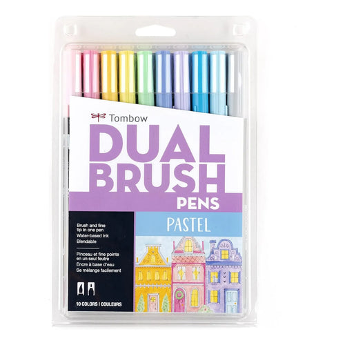 Marcadores Tombow Dual Brush Pastel X10 Punta Doble Y Mezclables