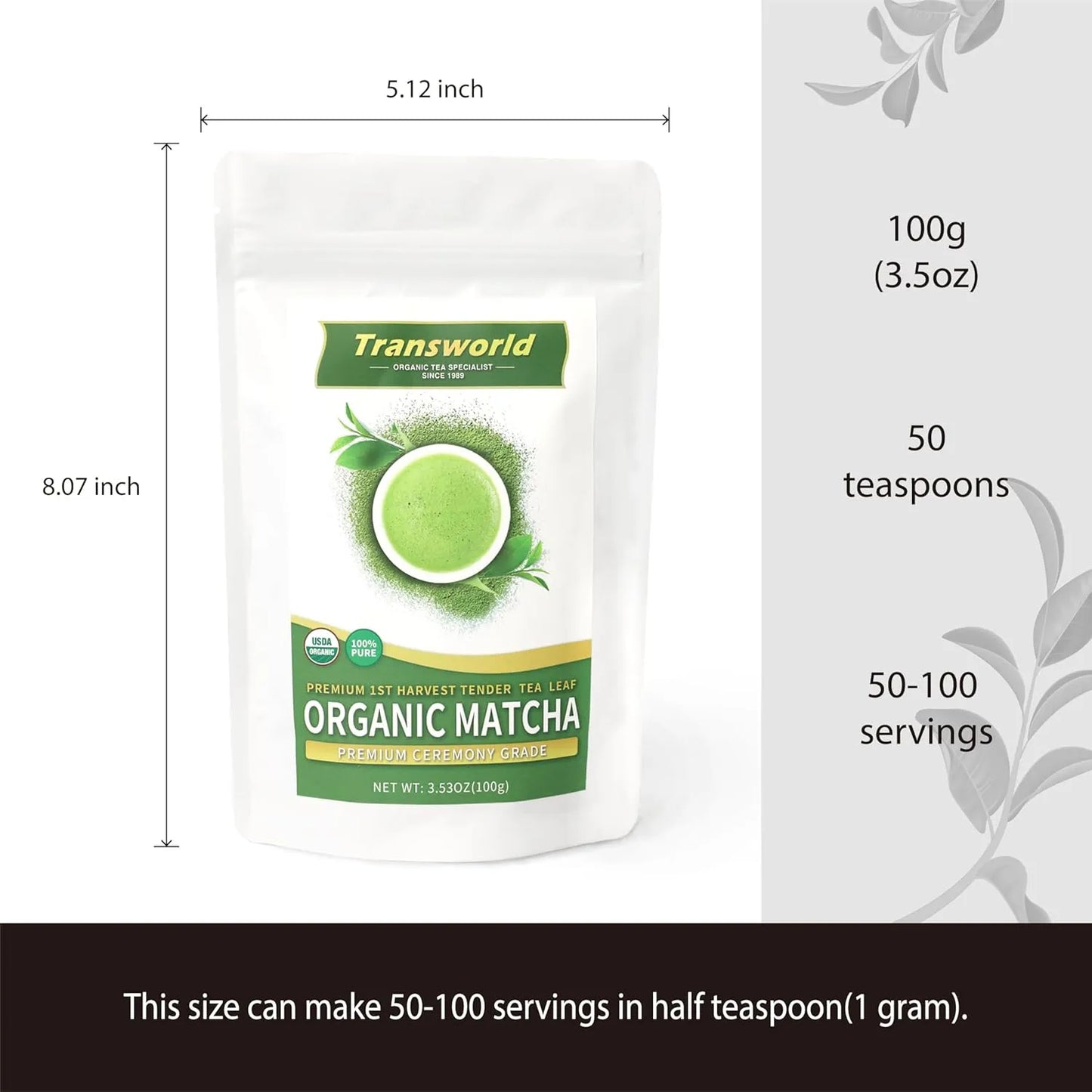 Té Verde Matcha Orgánico En Polvo Grado Ceremonial 100 Puro Energía Natural