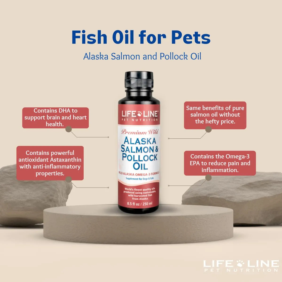 Aceite De Pescado Omega 3 Wild Alaska 26oz Para Perros Gatos Caballos Pelaje Brillante Y Articulaciones Fuertes
