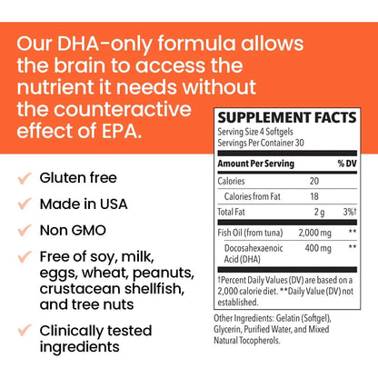 Suplemento NeuroQ Memory DHA 400mg Omega 3 Potencia Cognitiva Y Memoria