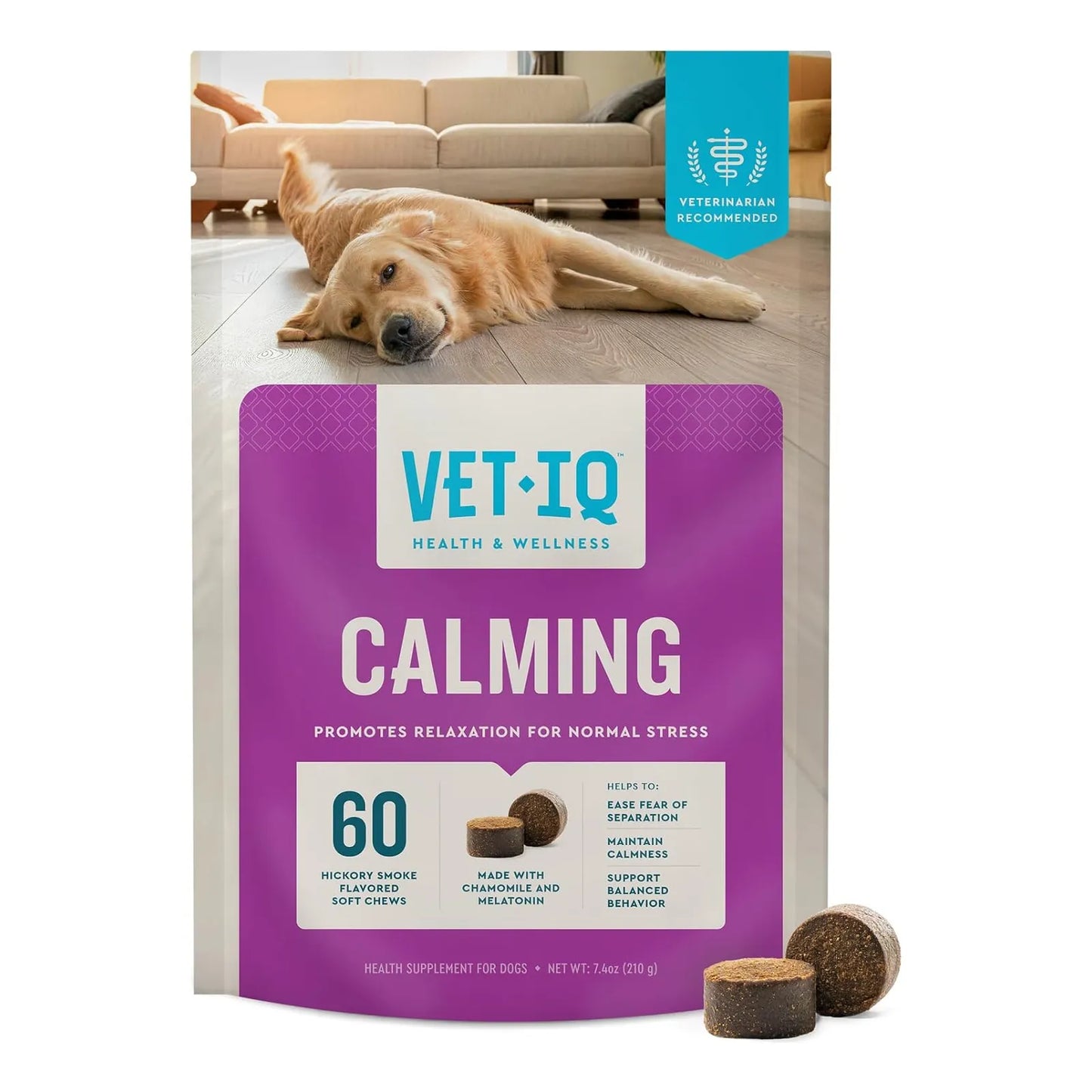 Masticables Calmantes Para Perros Alivio Estrés Y Ansiedad VetIQ 60 Unidades