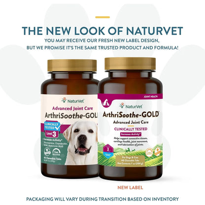 NaturVet ArthriSoothe Gold Nivel 3 Suplemento Articular Para Perros Y Gatos Con MSM Y Glucosamina