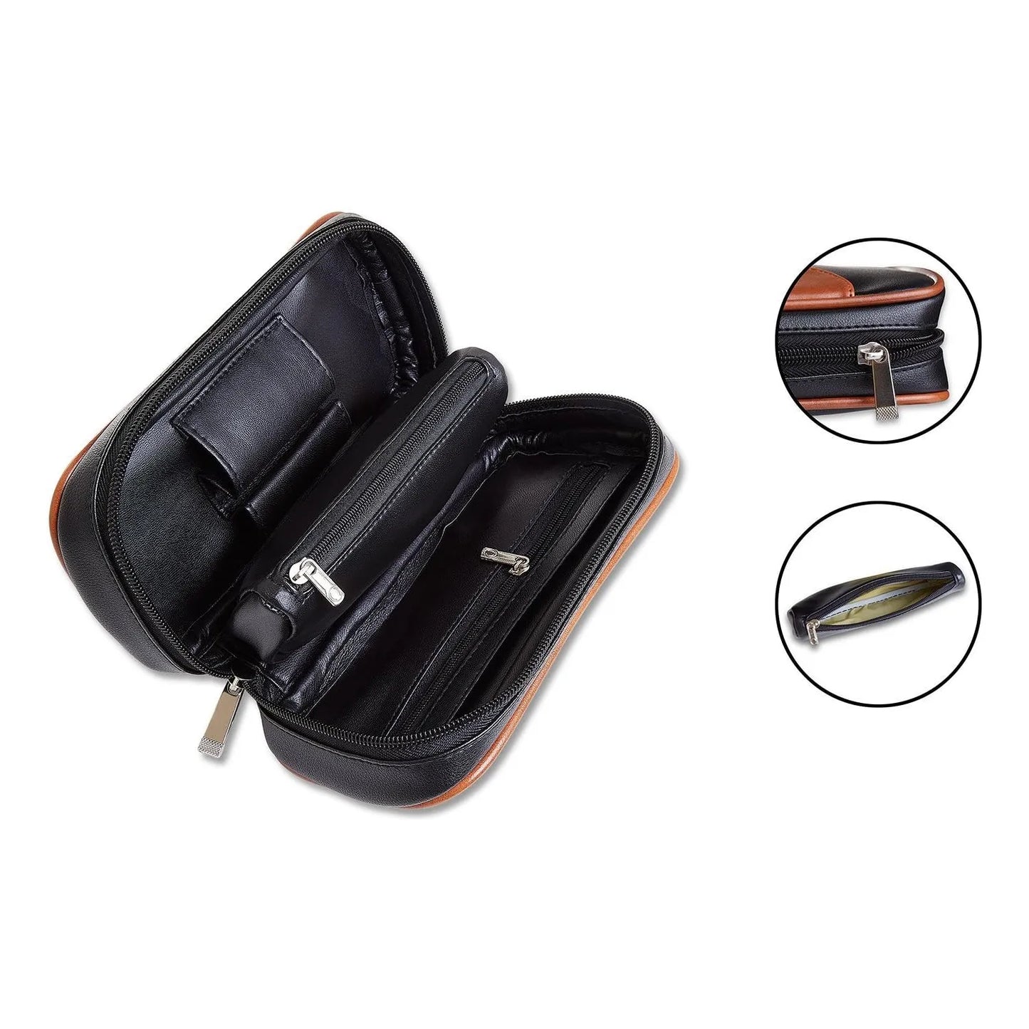 Estuche De Pipa De Cuero Con 2 Tubos Y Accesorios Organizador Premium