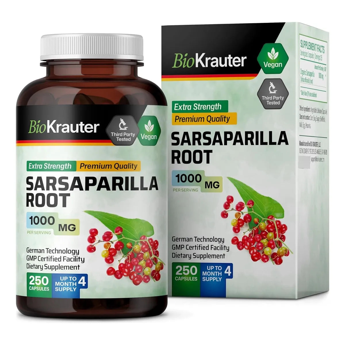 Capsulas De Raiz De Zarzaparrilla 1000 Mg 250 Unidades Veganas Desintoxicacion Natural