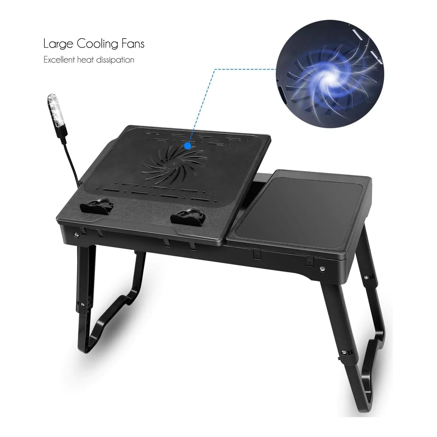 Mesa Portátil Para Cama Multifuncional Con Ventilador USB Y Luz LED