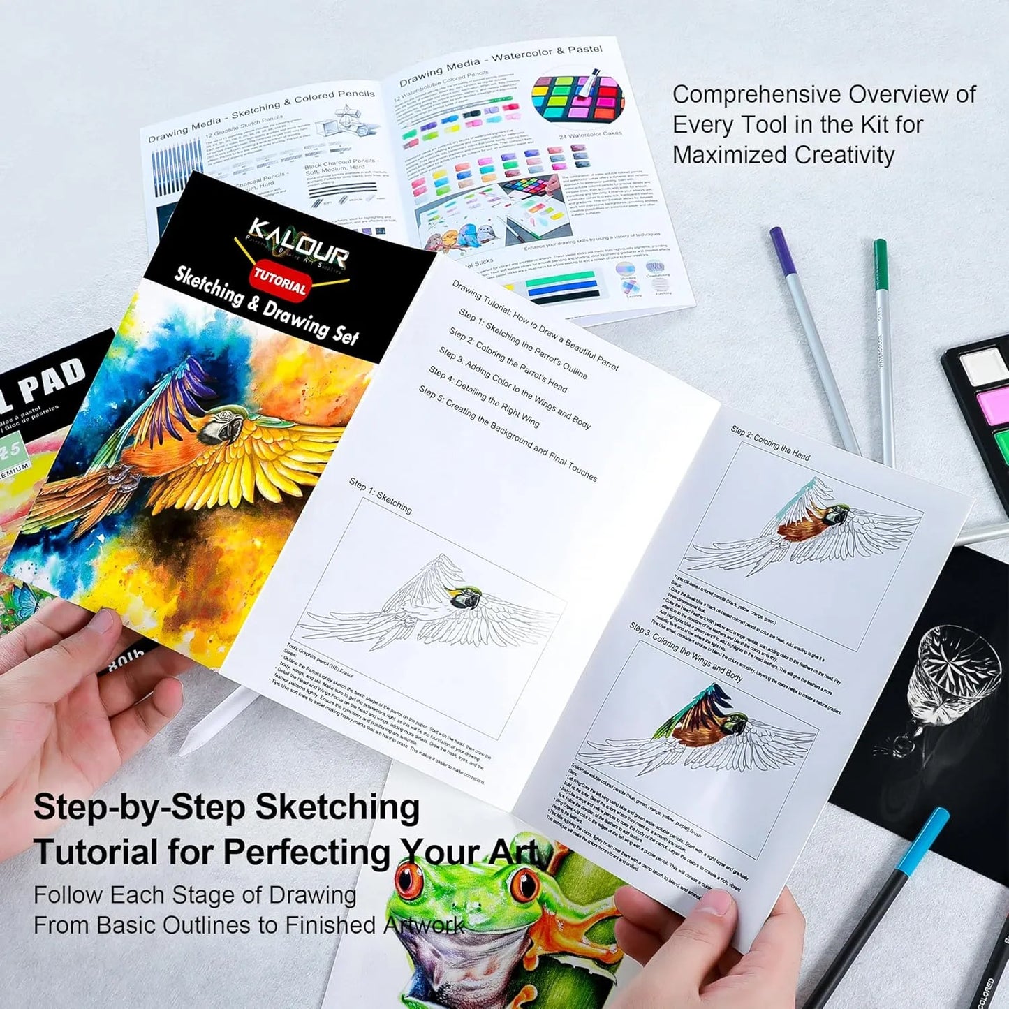 Kit Completo De Arte 154 Piezas Profesional Con Cuaderno Y Tutorial