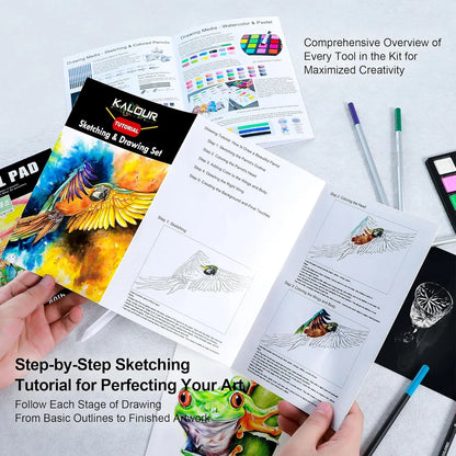 Kit Completo De Arte 154 Piezas Profesional Con Cuaderno Y Tutorial