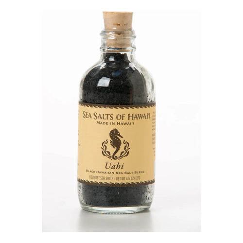 Sal Marina Negra Hawaiana Uahi 127g Botella 4.5 Onzas Natural Sin Aditivos