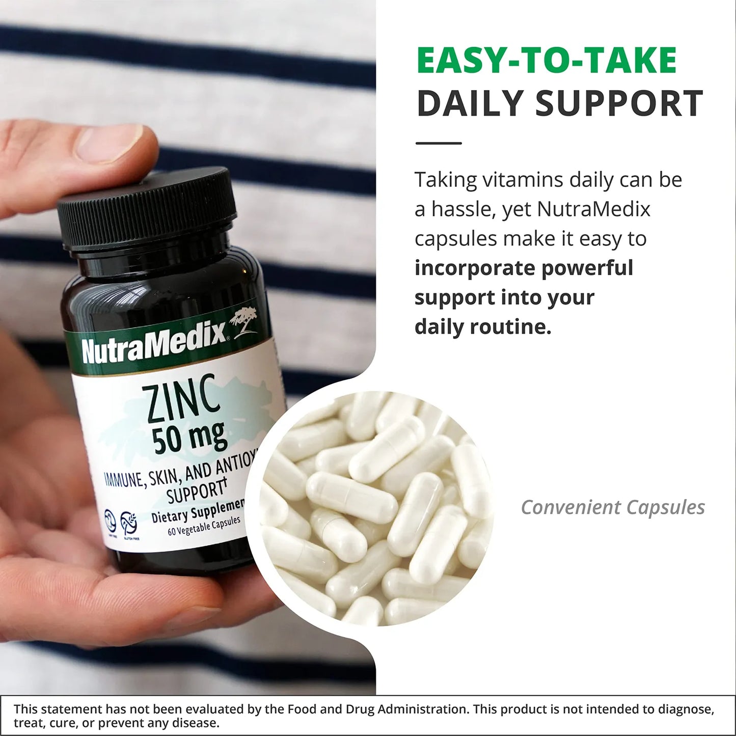 Zinc 50mg NutraMedix Suplemento Para Defensa Inmune Y Piel Saludable 60 Cápsulas