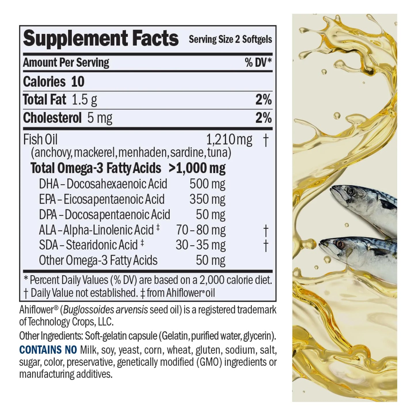 Omega 3 Ultrapuro 1200 Mg DHA 60 Capsulas Blandas Sin Sabor Aceite Pescado