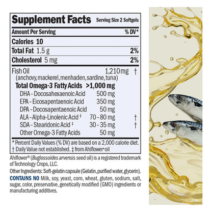 Omega 3 Ultrapuro 1200 Mg DHA 60 Capsulas Blandas Sin Sabor Aceite Pescado