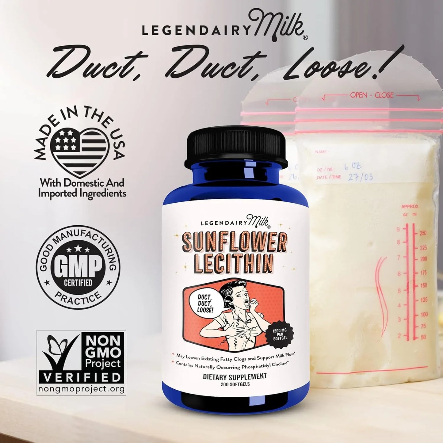Lecitina De Girasol 1200 Mg Lactancia Cápsulas Blandas Legendairy Milk
