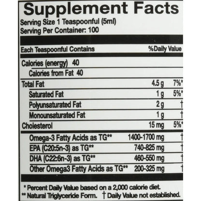 Aceite Omega 3 Sabor Limon 500 Ml Corazon Cerebro Saludable