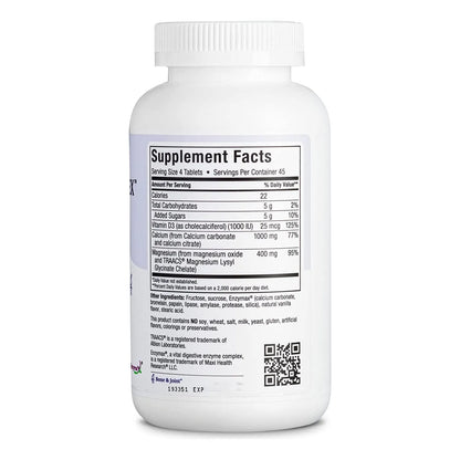 Complejo Masticable De Calcio 1000 Mg Con Vitamina D3 1000 U Soporte Huesos Y Dientes 180 Tabletas