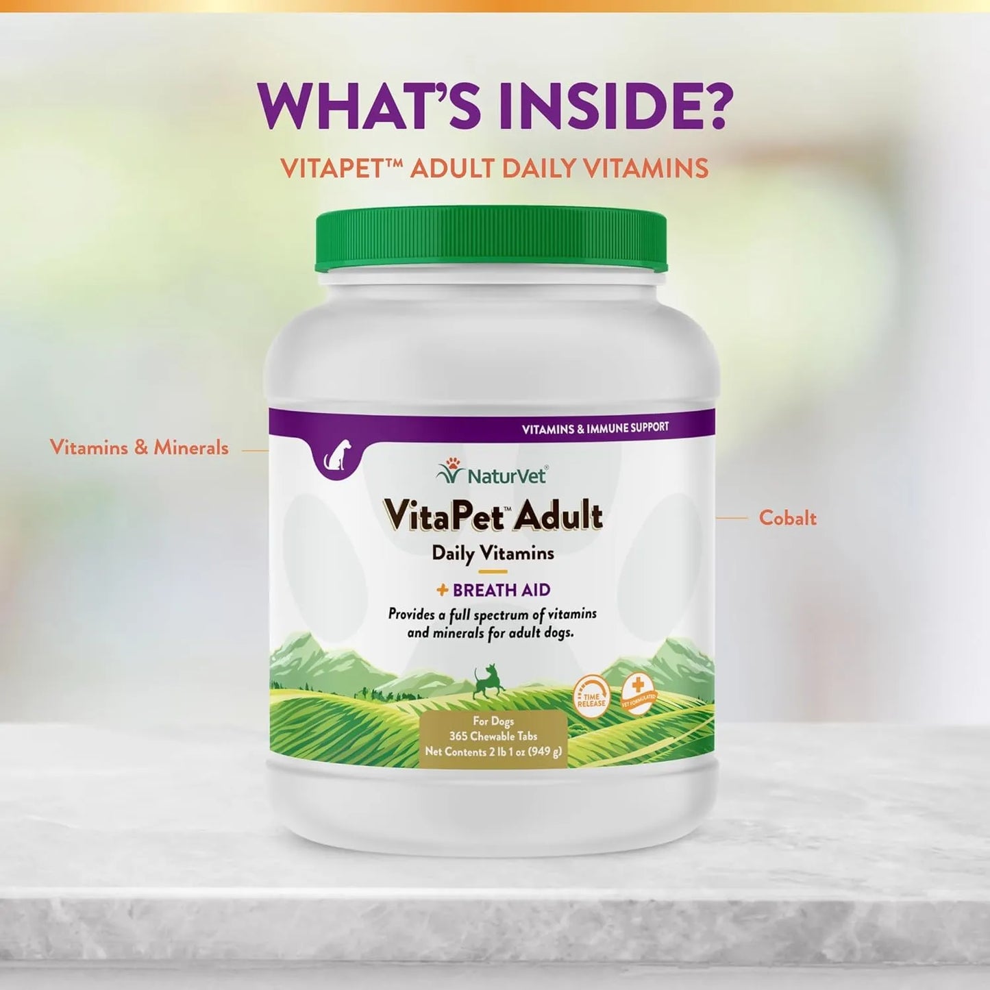 Tabletas Para Mejorar Aliento Perros Adultos NaturVet Vita Pet Plus Liberacion Prolongada 365 Ct