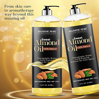 Majestic Aceite De Almendra Puro Premium 473 Ml Piel Suave Cabello Brillante