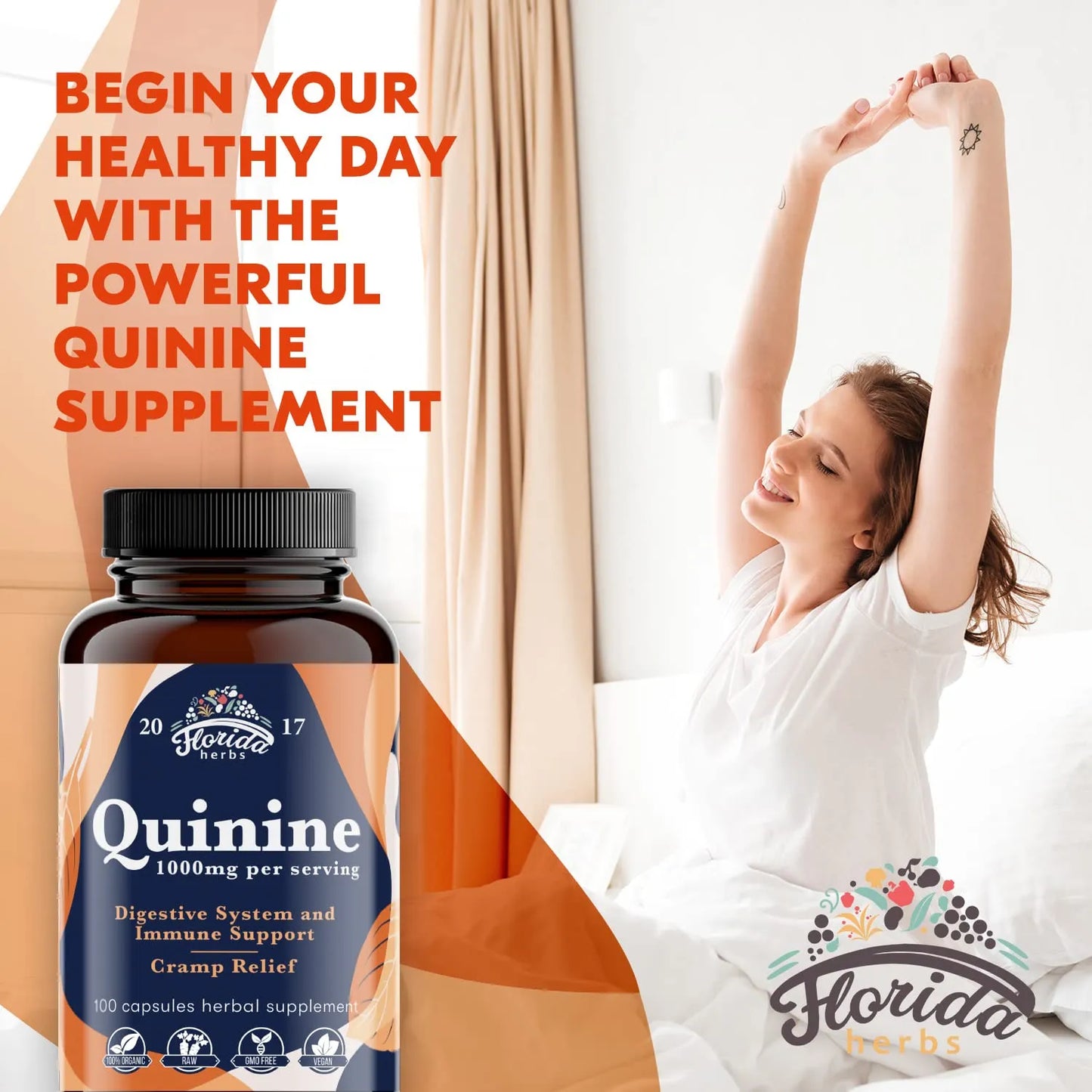 Tabletas De Quinina Para Calambres Musculares Y Piernas Inquietas 1000 Mg X 110 Capsulas