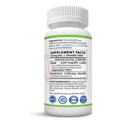 Folate Activo Y B12 Masticables Grado Farmacéutico 3 75 Mg Suministro 3 Meses