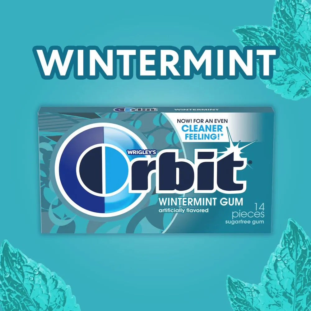 Chicle Orbit Sin Azúcar Wintermint 12 Paquetes X 14 Piezas Frescura Duradera