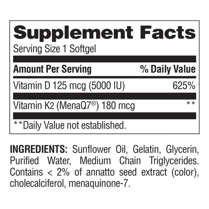 Vitamina K2 D3 MenaQ7 120 Capsulas Salud Cardiovascular Osea E Inmunologica