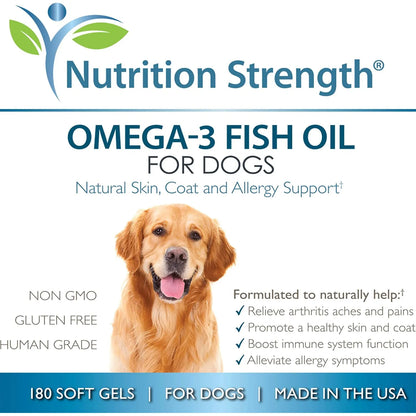 Aceite De Pescado Omega 3 Para Perros Geles Suaves Con Ácido EPA Y DHA 180 Unidades