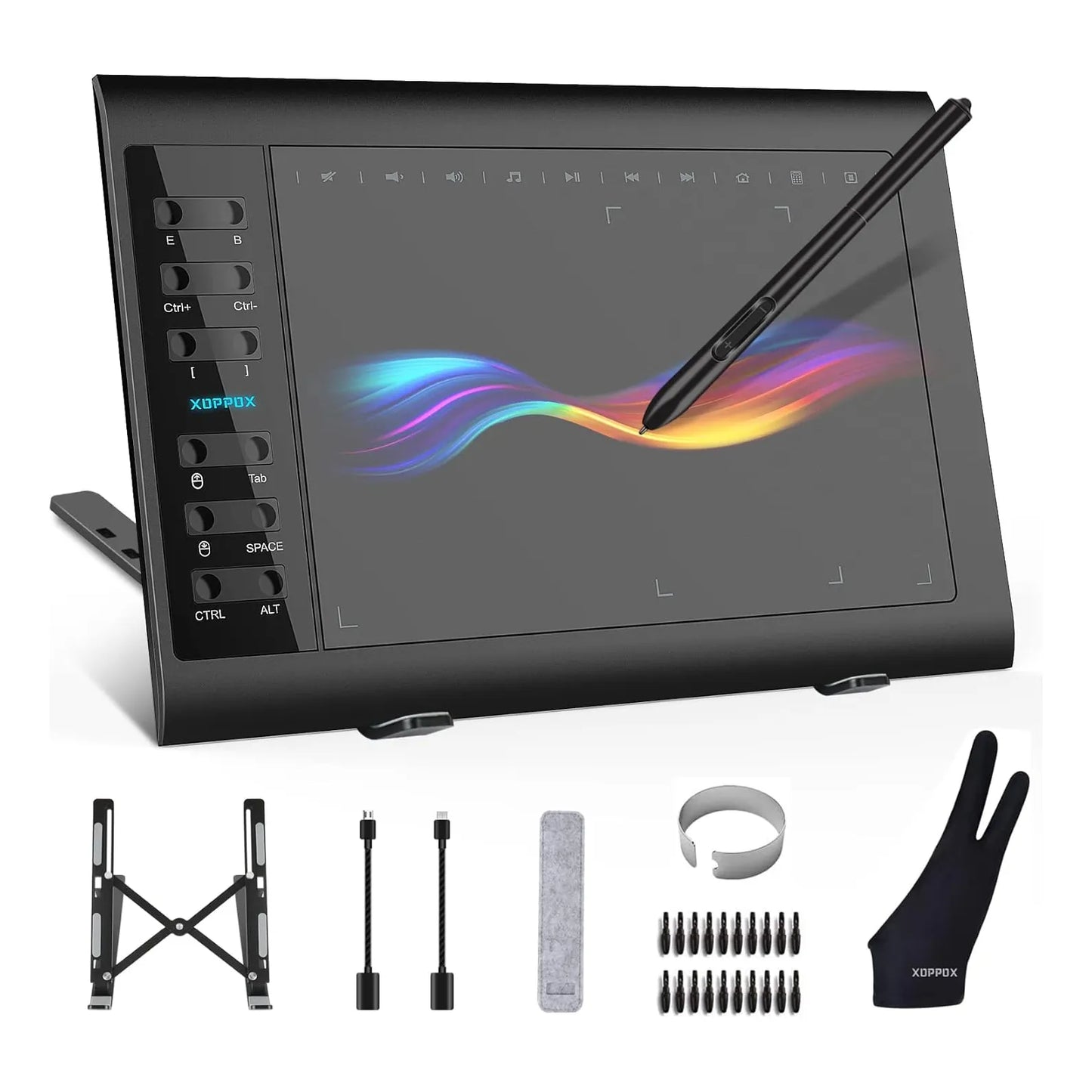 Tableta Grafica Xoppox 10x6 Pulgadas Lápiz Sin Batería 8192 Niveles Presión Compatible PC Mac Android