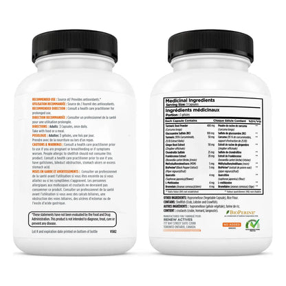 Suplemento De Curcumina Platino Con Jengibre Y Pimienta Negra 120 Capsulas Antioxidante Y Digestivo