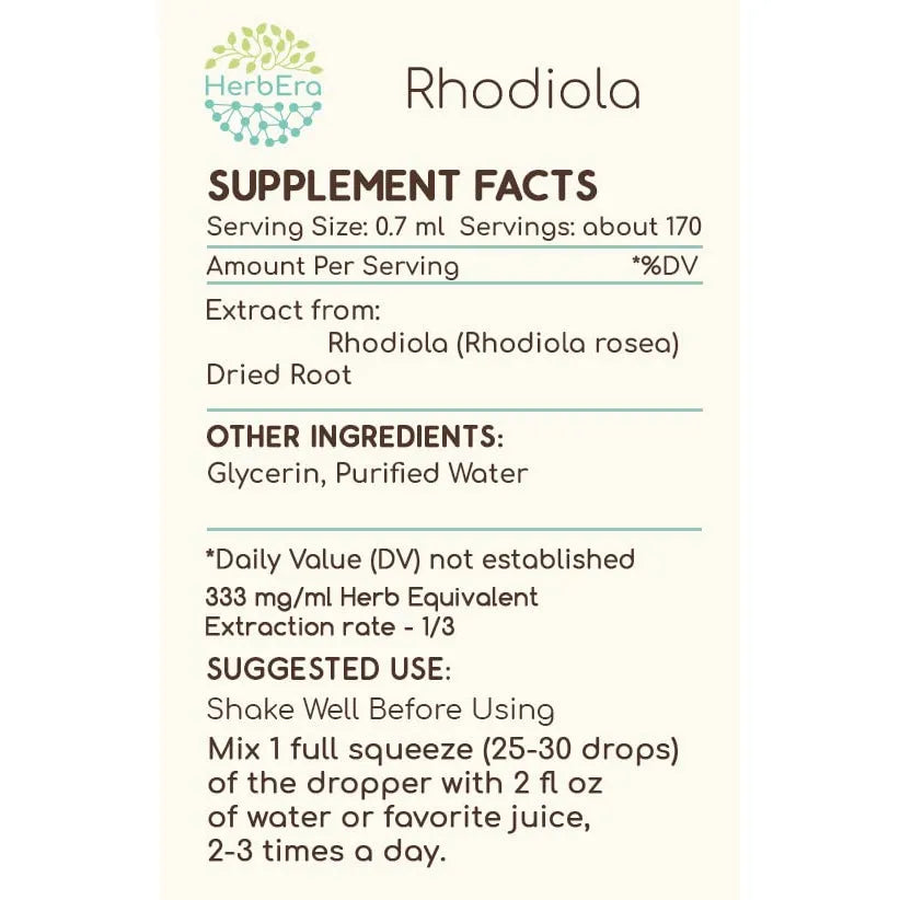 Tintura De Rhodiola Rosea Extracto Liquido Natural 120ml Energia Y Enfoque