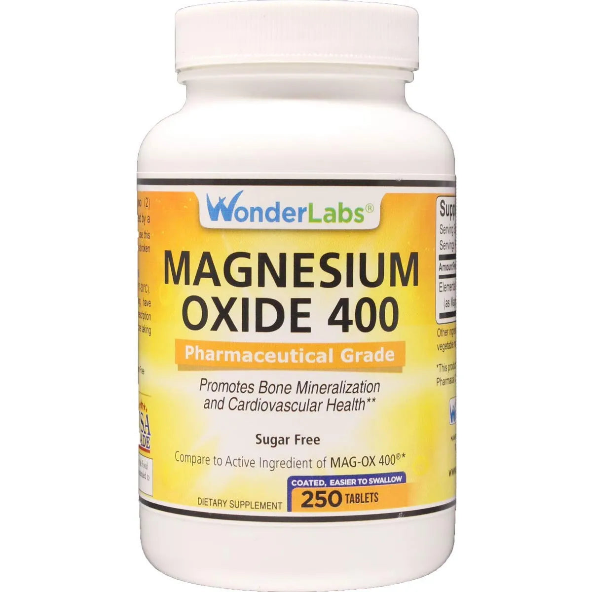 Óxido De Magnesio 483 Mg 250 Tabletas Grado Farmacéutico Salud Ósea Y Cardiovascular