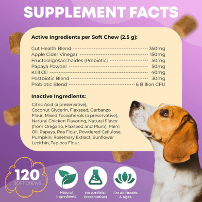 Masticables Probióticos Para Perros Salud Digestiva 120 Unid Sabor Pollo