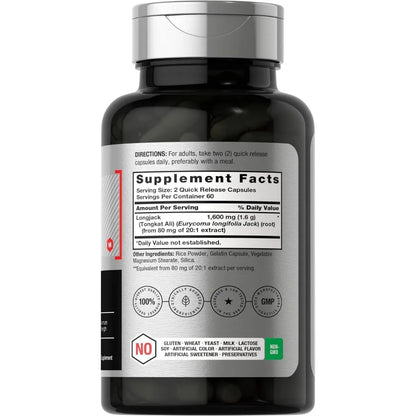 Horbäach Longjack Tongkat Ali 1600mg 120 Cápsulas Aumenta Energía - Imagen 2
