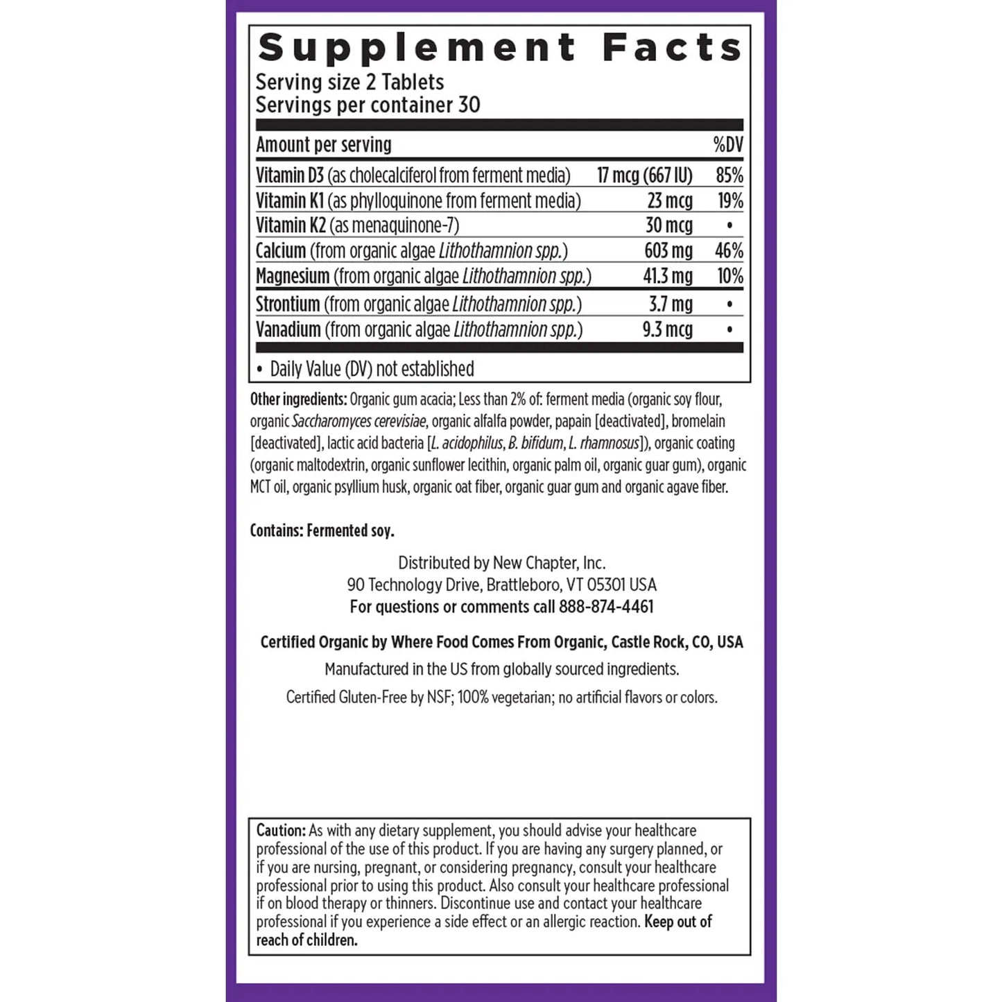 Suplemento De Calcio Vegetal Orgánico Con Vitamina D3 Y K2 Para Mujeres 60 Cápsulas