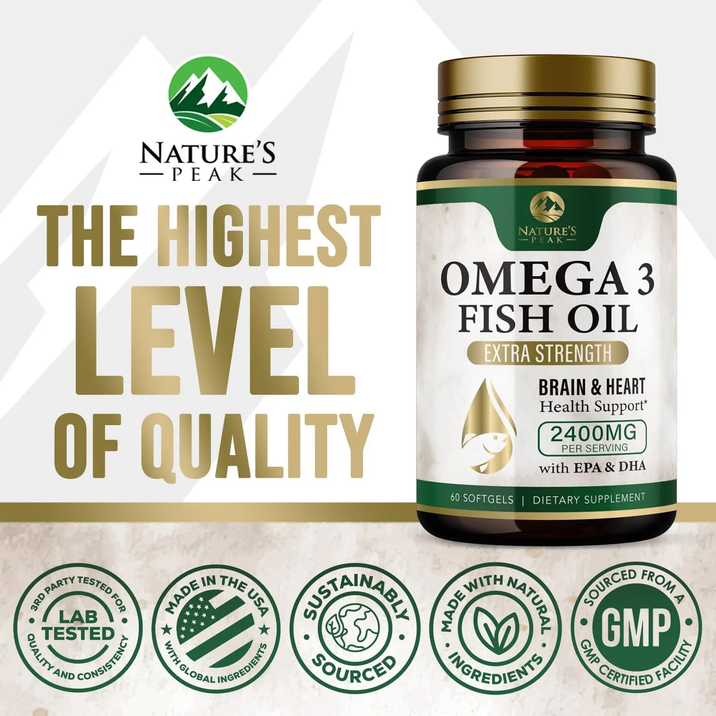 Aceite De Pescado 2400 Mg Triple Fuerza Omega 3 Epa Dha Apoyo Cardiaco Y Cerebral