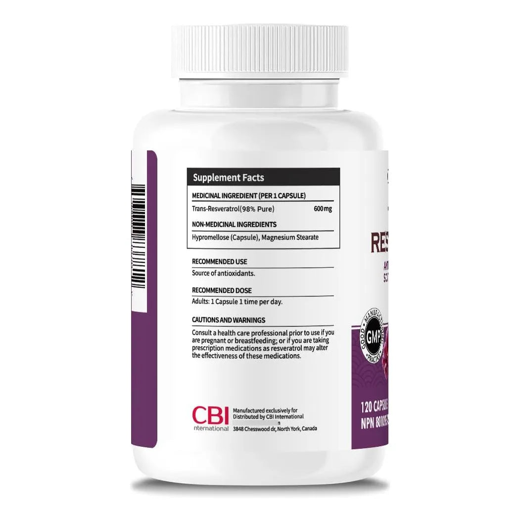 Trans Resveratrol 98 Puro 600 Mg 120 Capsulas Veganas Antioxidante Premium
